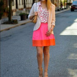 J Crew Bright Pink and Orange Skirt